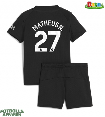 Manchester City Matheus Nunes #27 Bortaställ Barn 2025-26 Kortärmad (+ Korta byxor)
